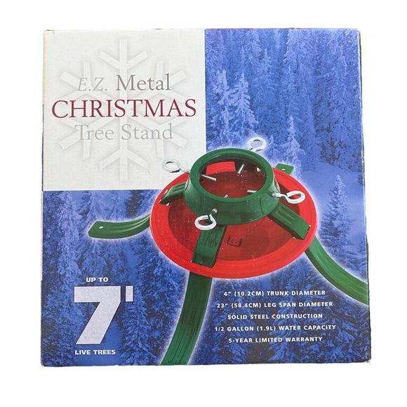 Home Logic Metal Christmas Tree Stand Up to 7 Ft Holiday Red Green New - Picture 1 of 10